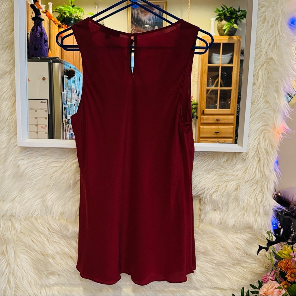 Classiques Entier 100% Silk Sleeveless Blouse – Deep Wine Red | Size L - Picture 2 of 4